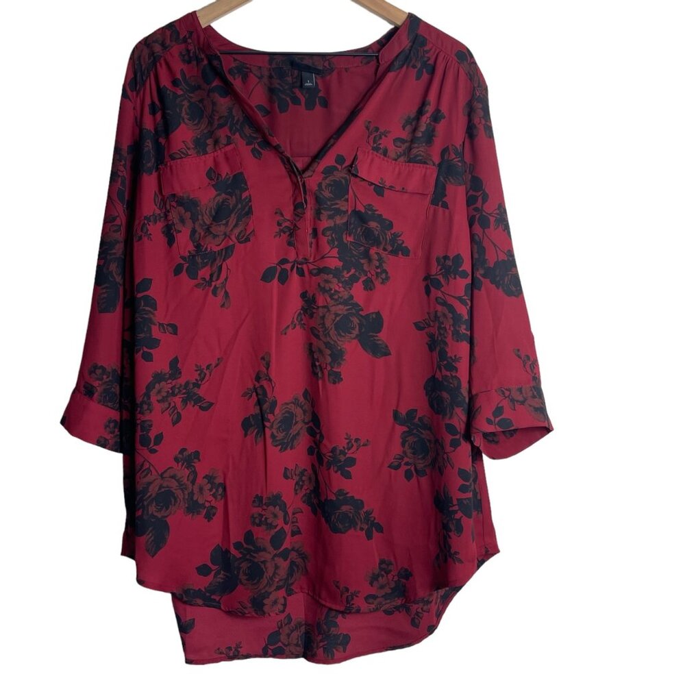 Torrid Red and Black Floral Tunic